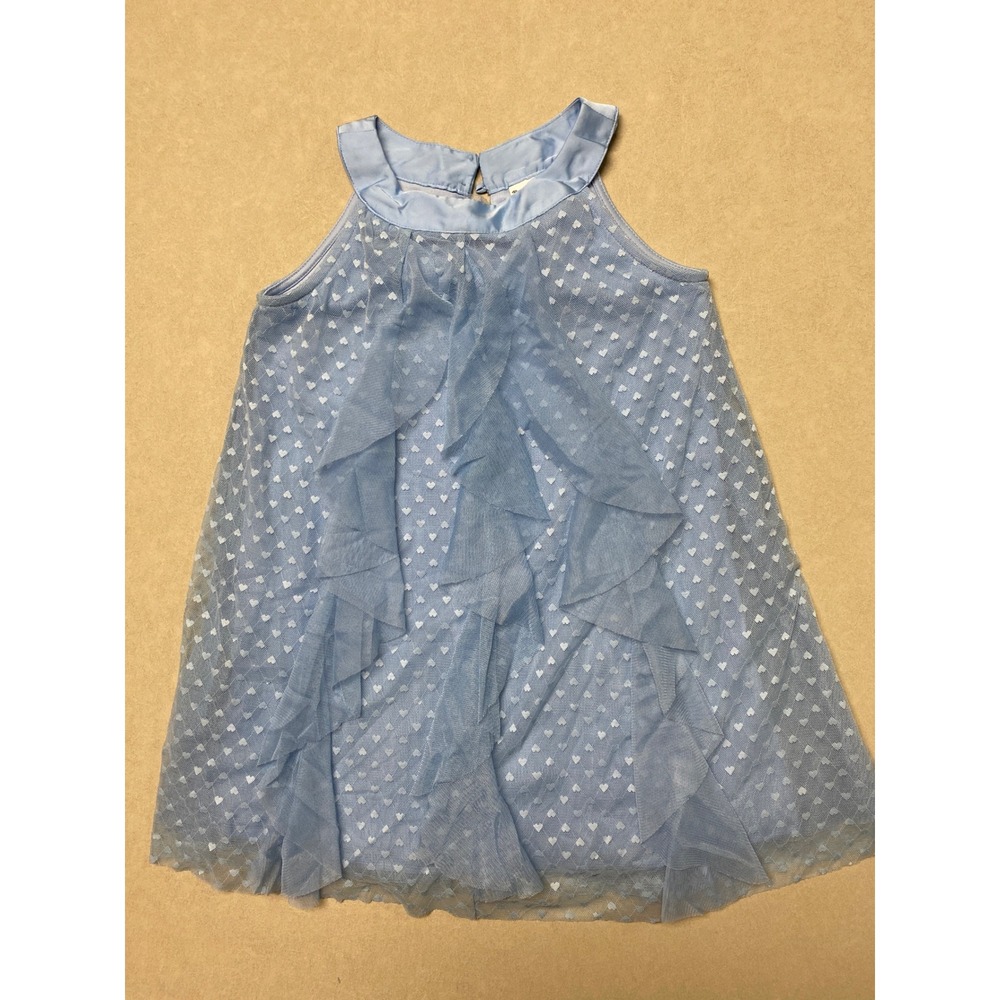 D-Signed Disney Girls Blue Heart Mesh Ruffle Sleeveless Tunic Top Size XS 6